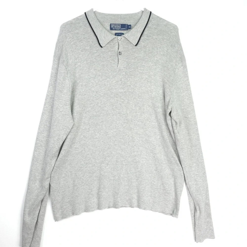 Polo Ralph Lauren Polo Shirt Men‎ XL Gray Long Sleeve Pima Soft Touch Preppy